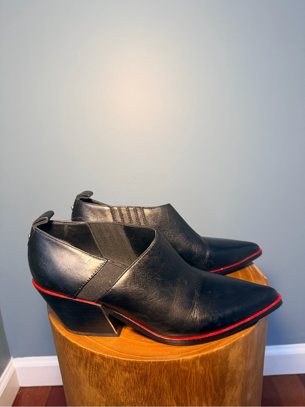 Sigerson Morrison Black Leather Pointed Toe Ankle Booties 7.5 Italy - Picture 5 of 9